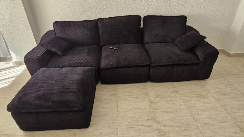 Mira mi sofá 3 plazas chaise longue negro